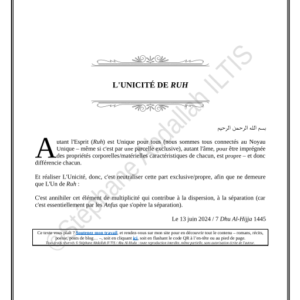 L'UNICITÉ DE RUH (PDF)