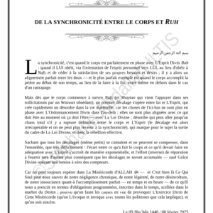 DE LA SYNCHRONICITÉ ENTRE LE CORPS ET RUH (PDF)