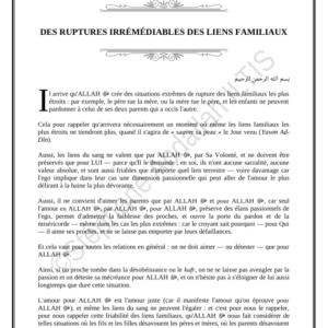 DES RUPTURES IRRÉMÉDIABLES DES LIENS FAMILIAUX (PDF)