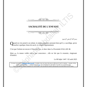 SACRALITÉ DE L'ENFANT (PDF)