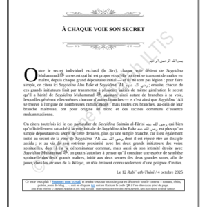 À CHAQUE VOIE SON SECRET (PDF)