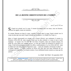 DE LA BONNE ORIENTATION DE L'ESPRIT (PDF)