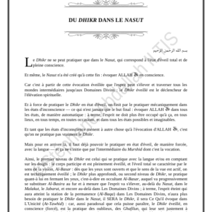DU DHIKR DANS LE NASUT (PDF)