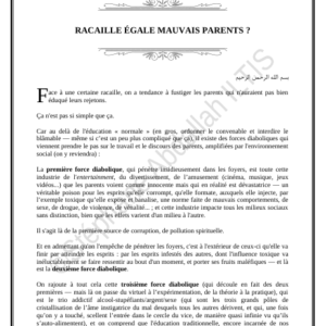 RACAILLE ÉGALE MAUVAIS PARENTS ? (PDF)