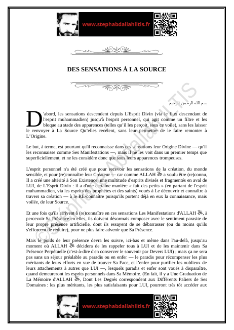 DES SENSATIONS À LA SOURCE (PDF)