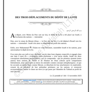 DES TROIS DÉPLACEMENTS DU DÉPÔT DE LA FOI (PDF)