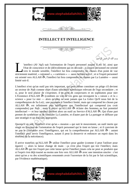 INTELLECT ET INTELLIGENCE (PDF)