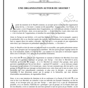 UNE ORGANISATION AUTOUR DU SHAYKH ? (PDF)