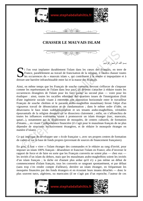 CHASSER LE MAUVAIS ISLAM (PDF)
