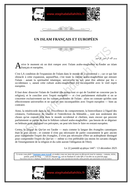 UN ISLAM FRANÇAIS ET EUROPÉEN (PDF)