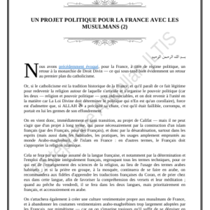 UN PROJET POLITIQUE POUR LA FRANCE AVEC LES MUSULMANS (2) (PDF)