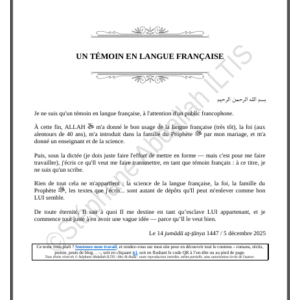 UN TÉMOIN EN LANGUE FRANÇAISE (PDF)