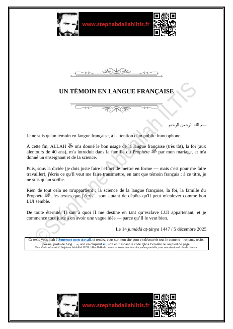 UN TÉMOIN EN LANGUE FRANÇAISE (PDF)