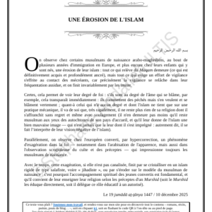 UNE ÉROSION DE L'ISLAM (PDF)