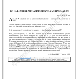 DE LA LUMIÈRE MUHAMMADIENNE À MUHAMMAD ﷺ (PDF)