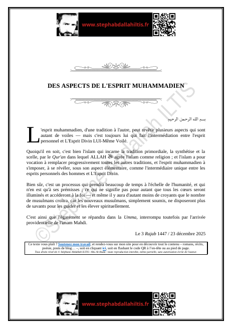 DES ASPECTS DE L'ESPRIT MUHAMMADIEN (PDF)