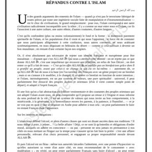 RÉPONSE À QUELQUES-UNS DES ARGUMENTS LES PLUS RÉPANDUS CONTRE L'ISLAM (PDF)