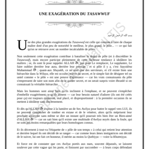 UNE EXAGÉRATION DU TASAWWUF (PDF)