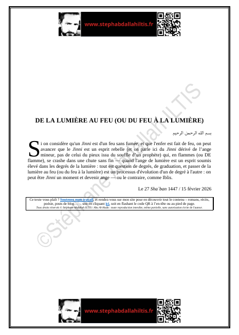 DE LA LUMIÈRE AU FEU (OU DU FEU À LA LUMIÈRE) (PDF)