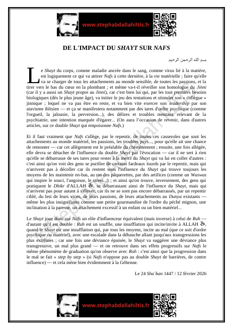 DE L'IMPACT DU SHAYT SUR NAFS (PDF)