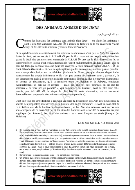 DES ANIMAUX ANIMÉS D'UN JINNI (PDF)