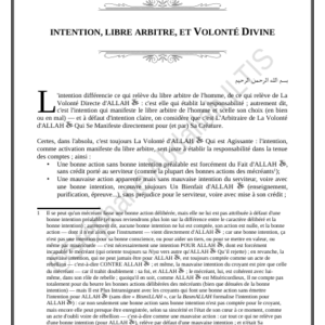 INTENTION, LIBRE ARBITRE, ET VOLONTÉ DIVINE (PDF)