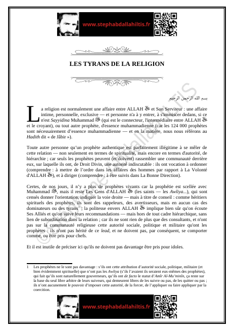 LES TYRANS DE LA RELIGION (PDF)