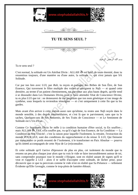 TU TE SENS SEUL ? (PDF)