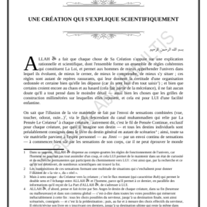 UNE CRÉATION QUI S'EXPLIQUE SCIENTIFIQUEMENT (PDF)