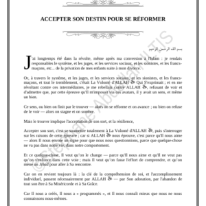 ACCEPTER SON DESTIN POUR SE RÉFORMER (PDF)