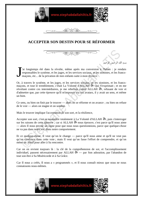 ACCEPTER SON DESTIN POUR SE RÉFORMER (PDF)