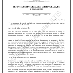 SENSATIONS MATÉRIELLES, SPIRITUELLES, ET POSSESSION (PDF)