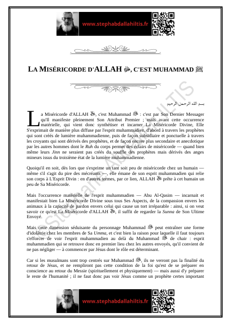 LA MISÉRICORDE D'ALLAH ﷻ, C'EST MUHAMMAD ﷺ (PDF)