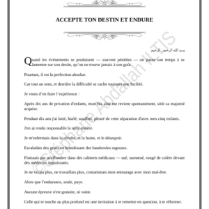 ACCEPTE TON DESTIN ET ENDURE (PDF)