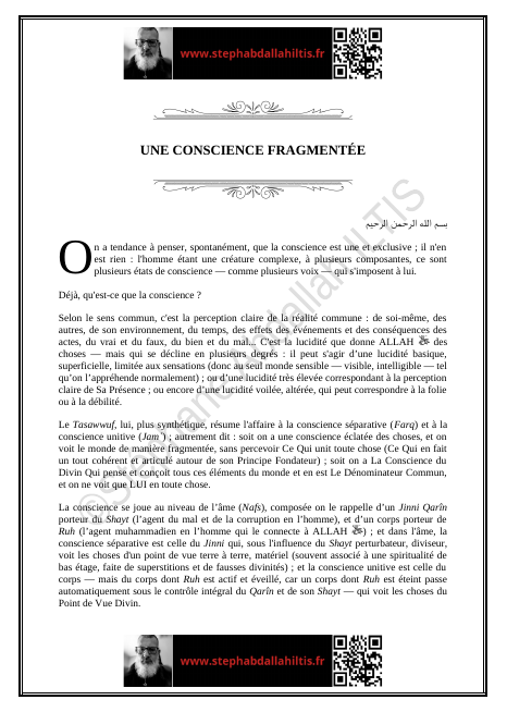 UNE CONSCIENCE FRAGMENTÉE (PDF)