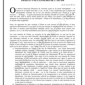 VRAIS ET FAUX ENNEMIS DE L’ISLAM (PDF)